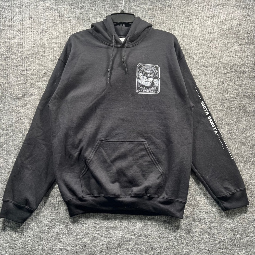 Gildan Mt Rushmore South Dakota Graphic Hoodie Black Mens Medium